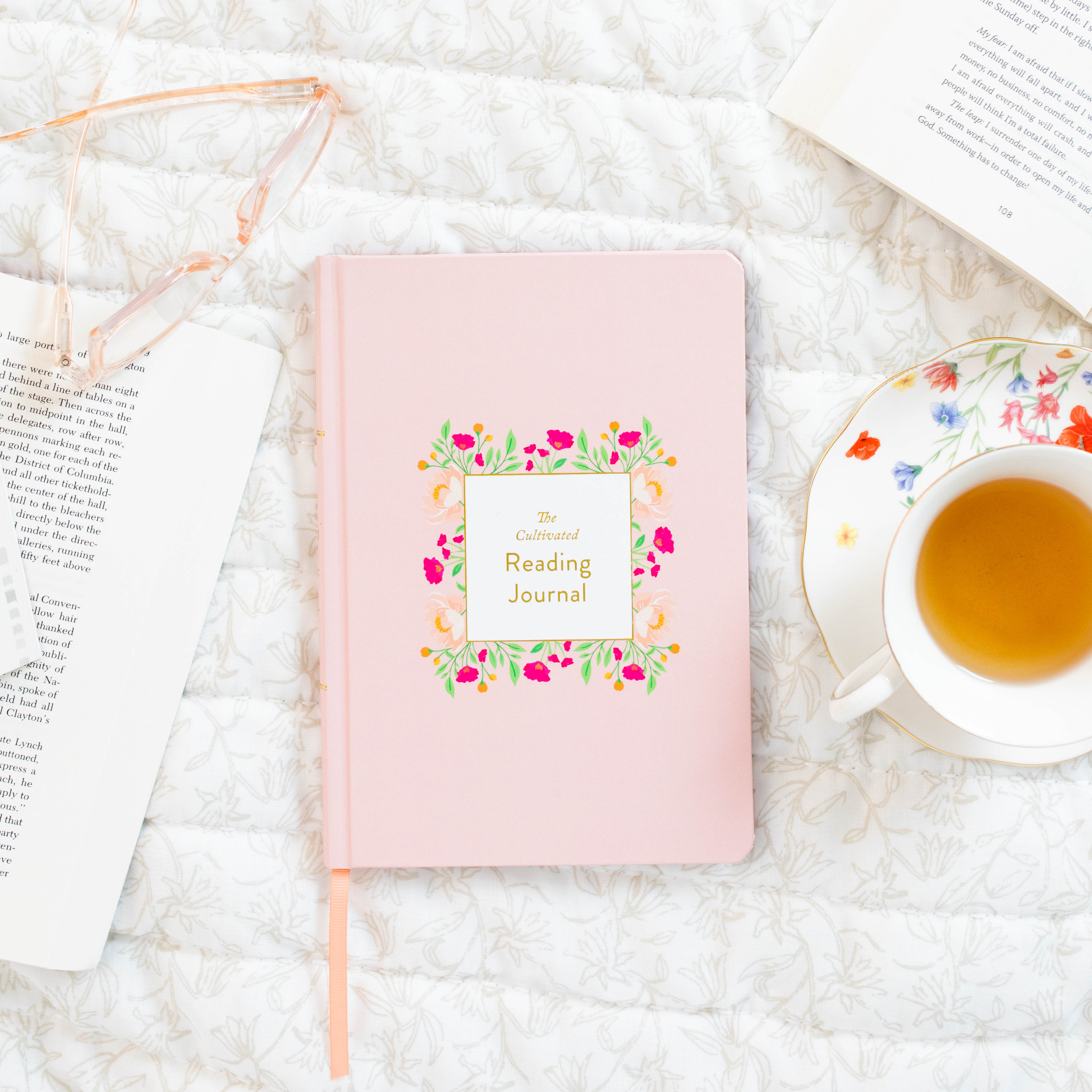 aesthetic books and tea cup - pink Sticker for Sale by