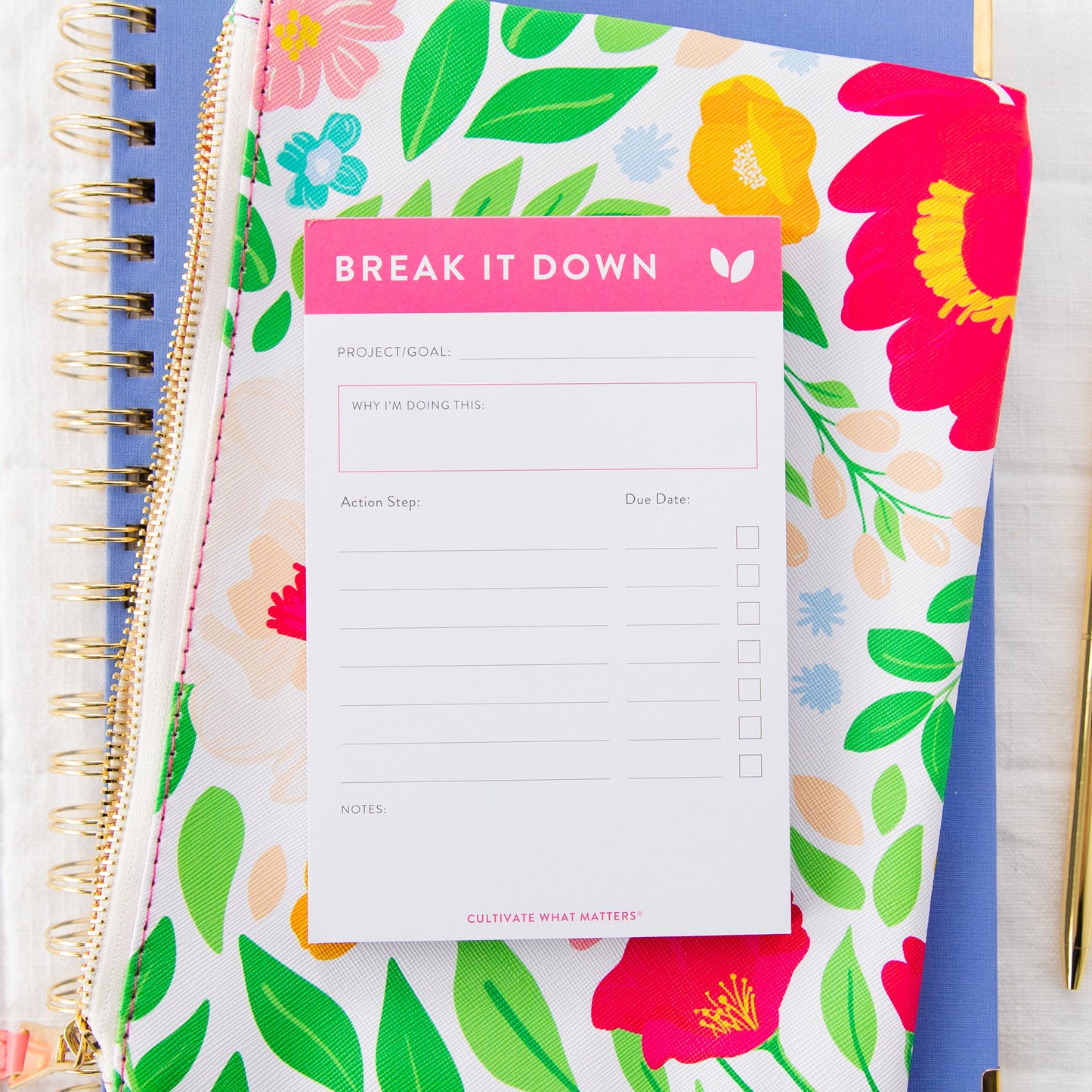 Mini Break it Down Notepad | Peony Pink