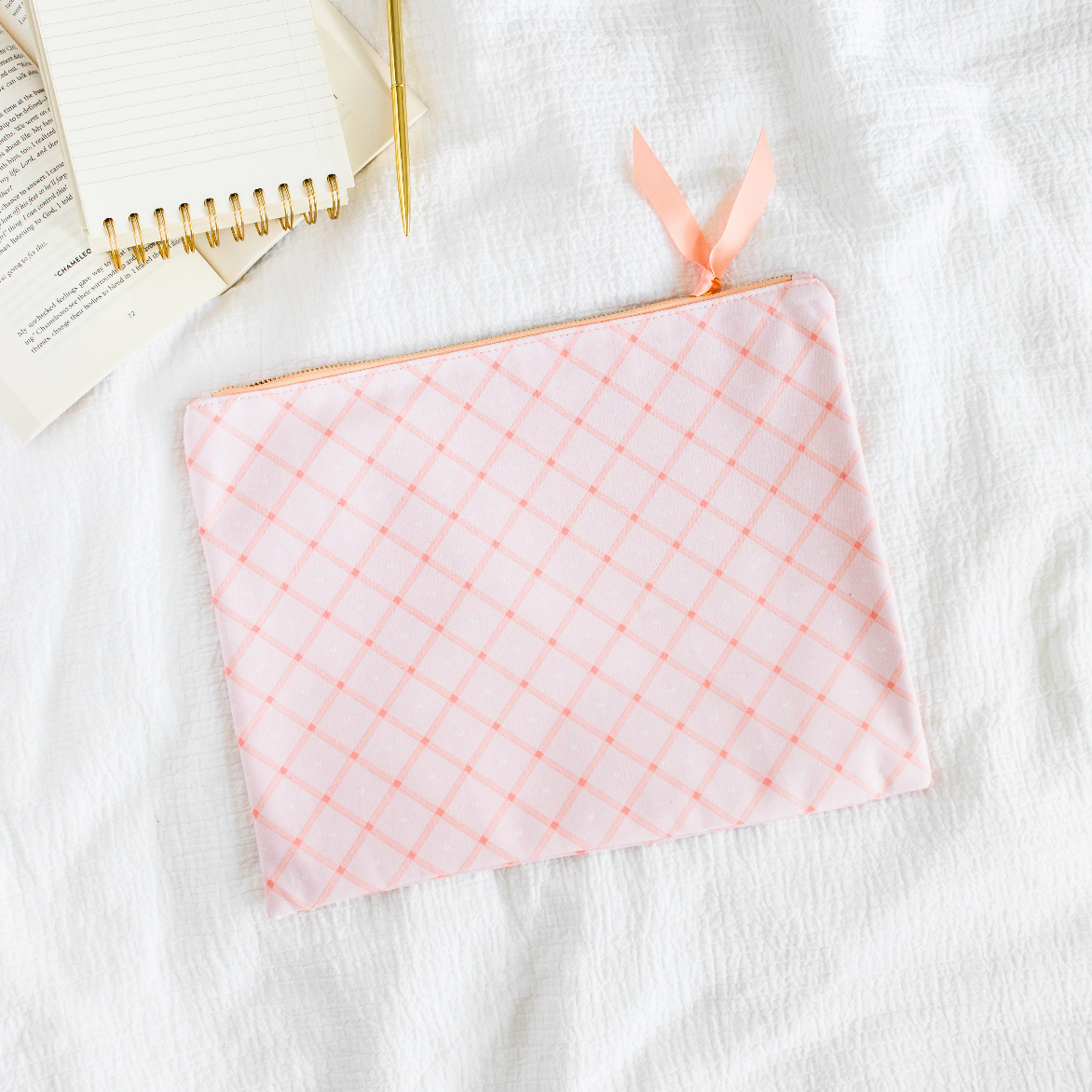 Linen Carry All Pouch | Blush Trellis