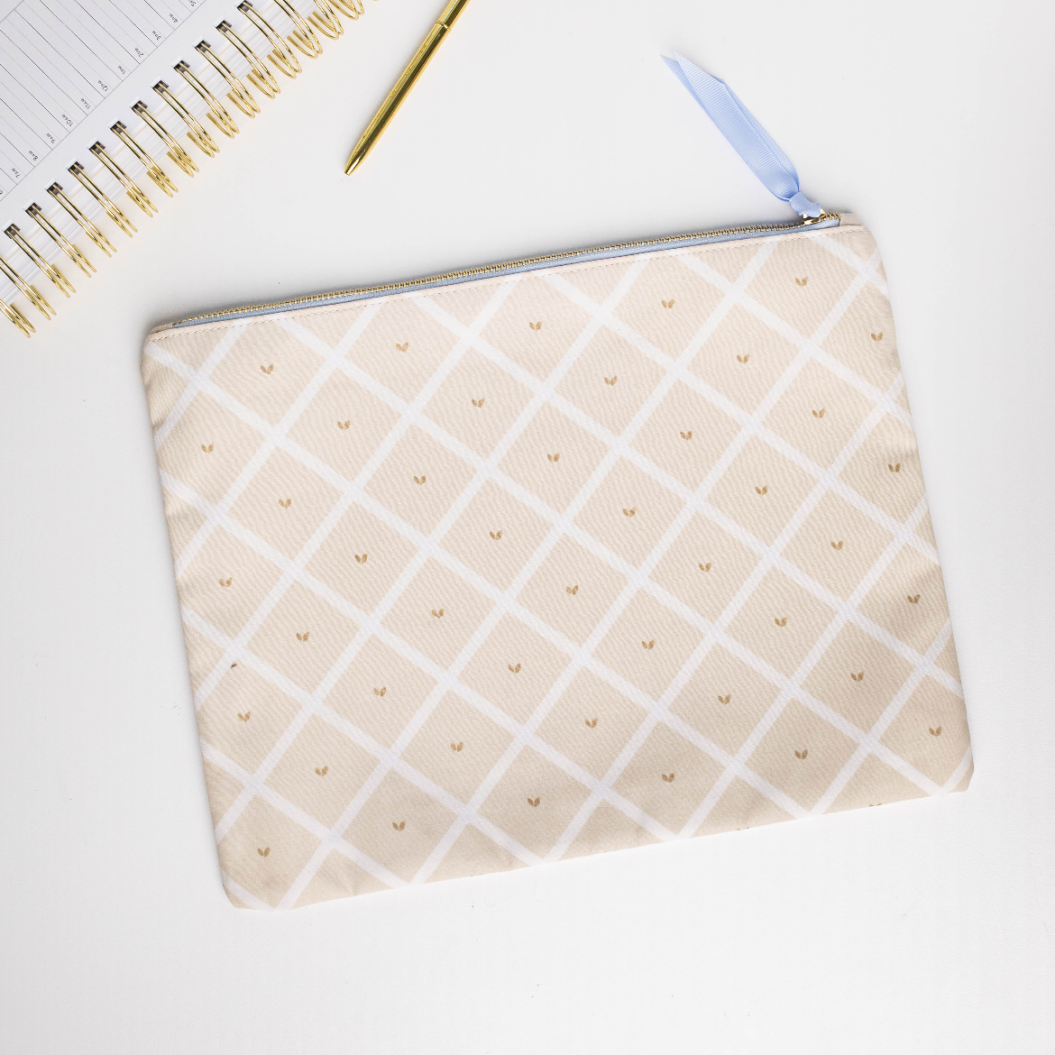 Linen Carry All Pouch | Natural Trellis