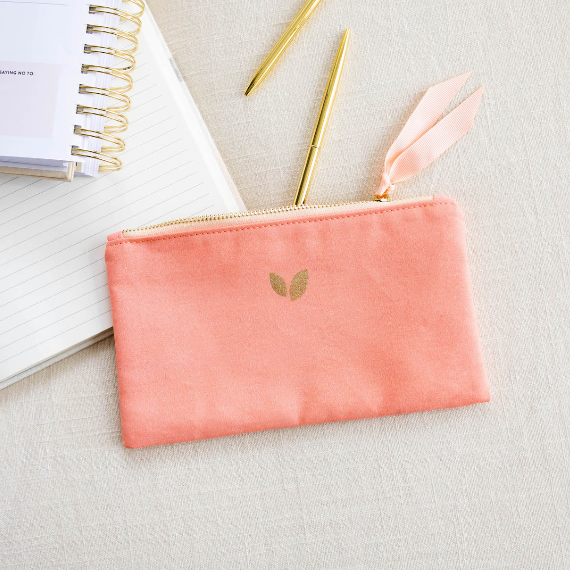 Linen Pencil Pouch | Papaya