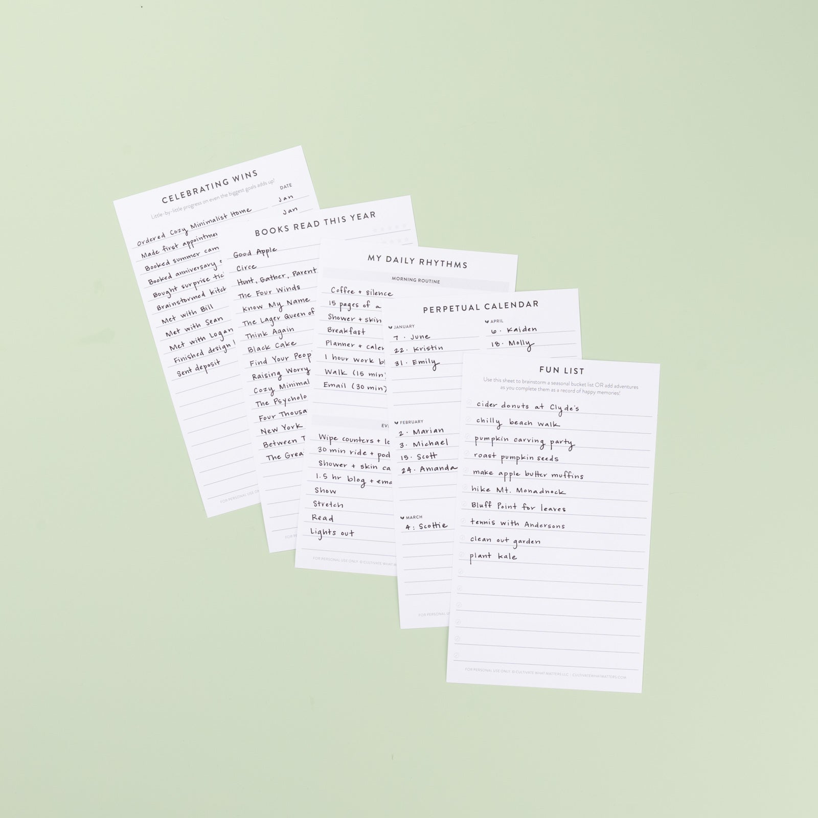 Wildcard Page Pack - 90 Day PowerSheets - Cultivate What Matters