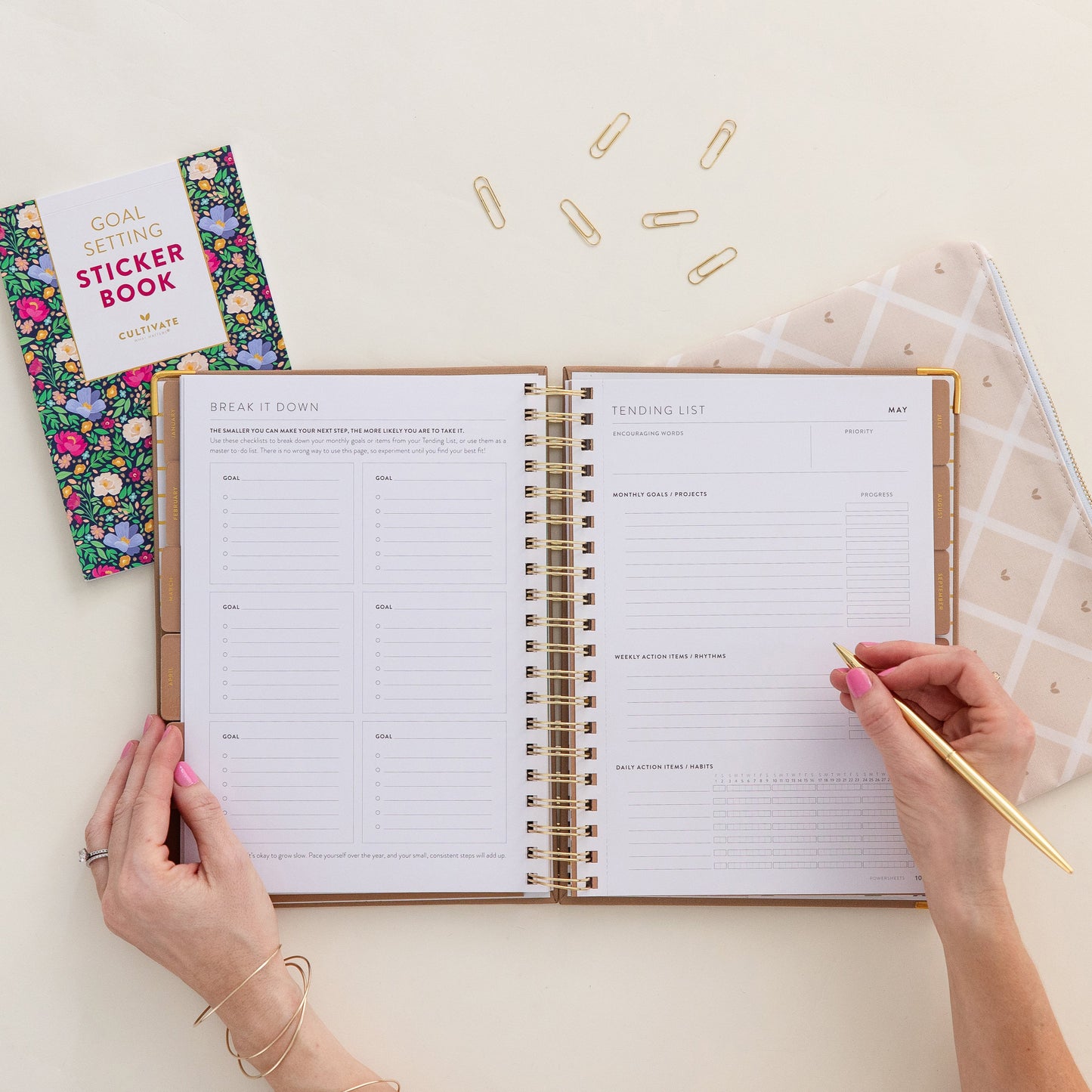 2026 One-Year PowerSheets® Goal Planner | Navy Blooms