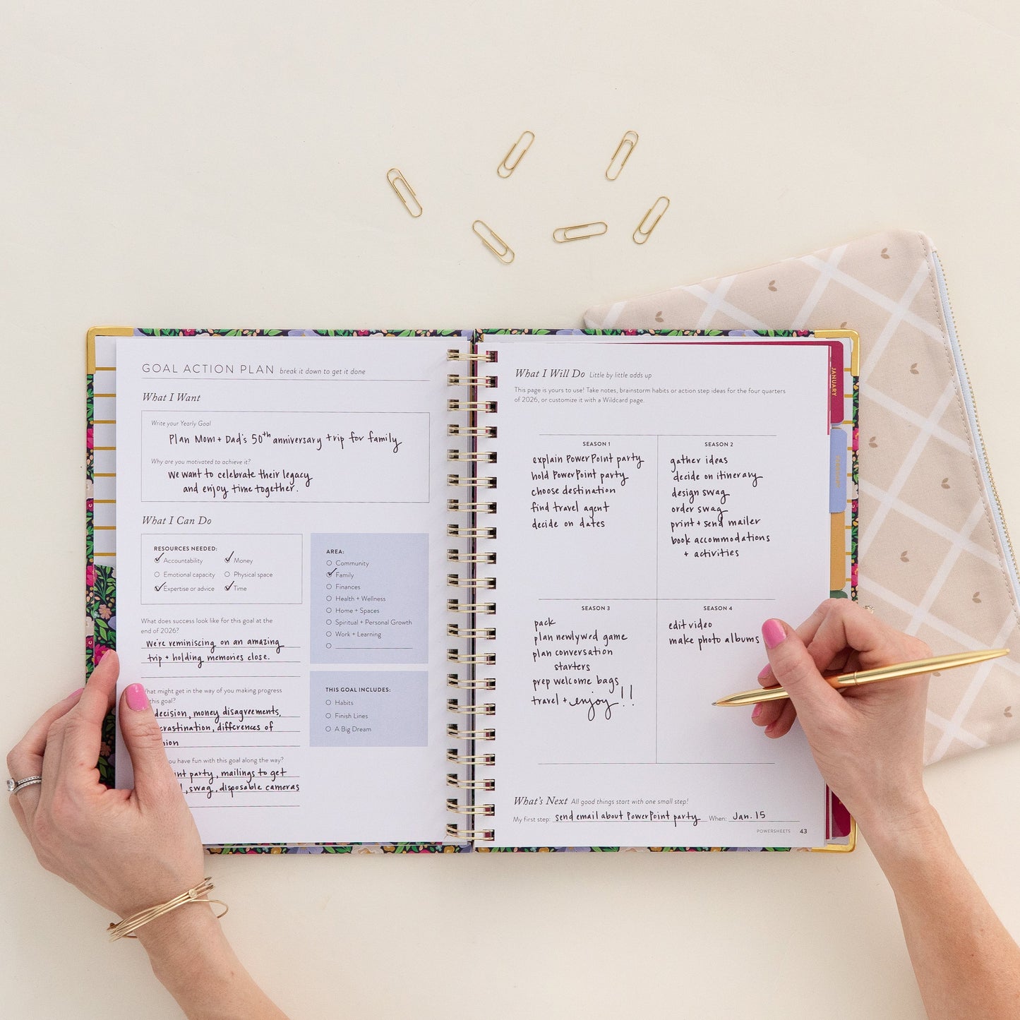 2026 One-Year PowerSheets® Goal Planner | Navy Blooms