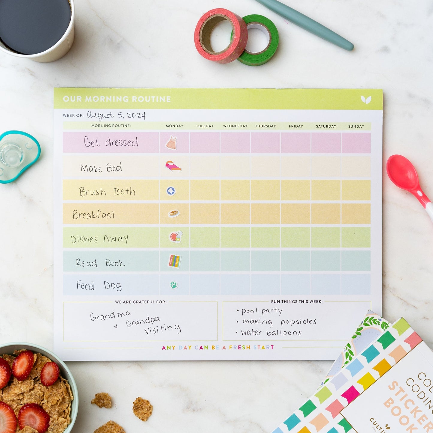 Family Morning Routine Notepad