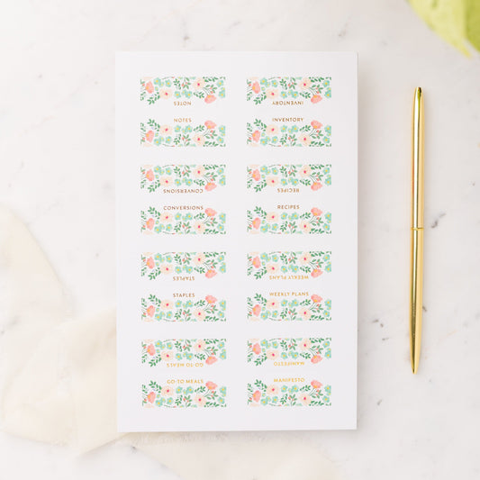 Meal Planning Journal Tabs