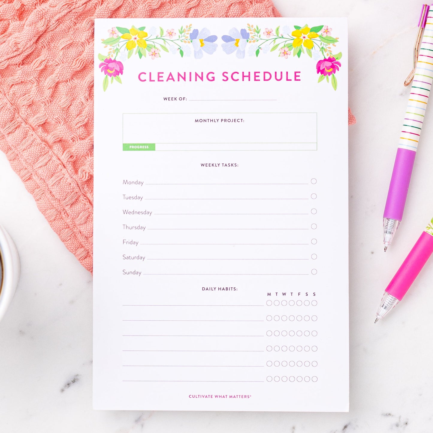 Cleaning Schedule Notepad