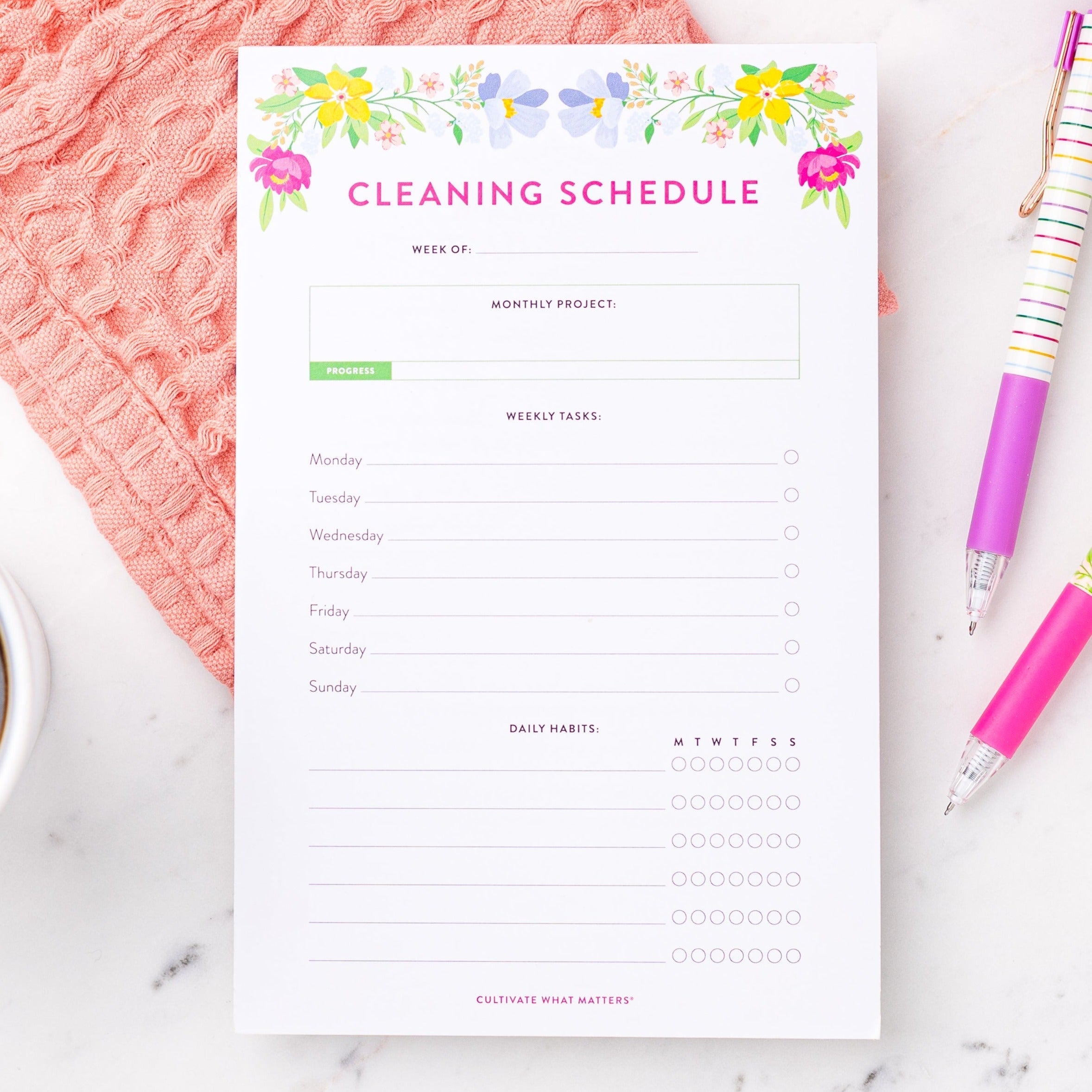 Cleaning Schedule Notepad – Cultivate