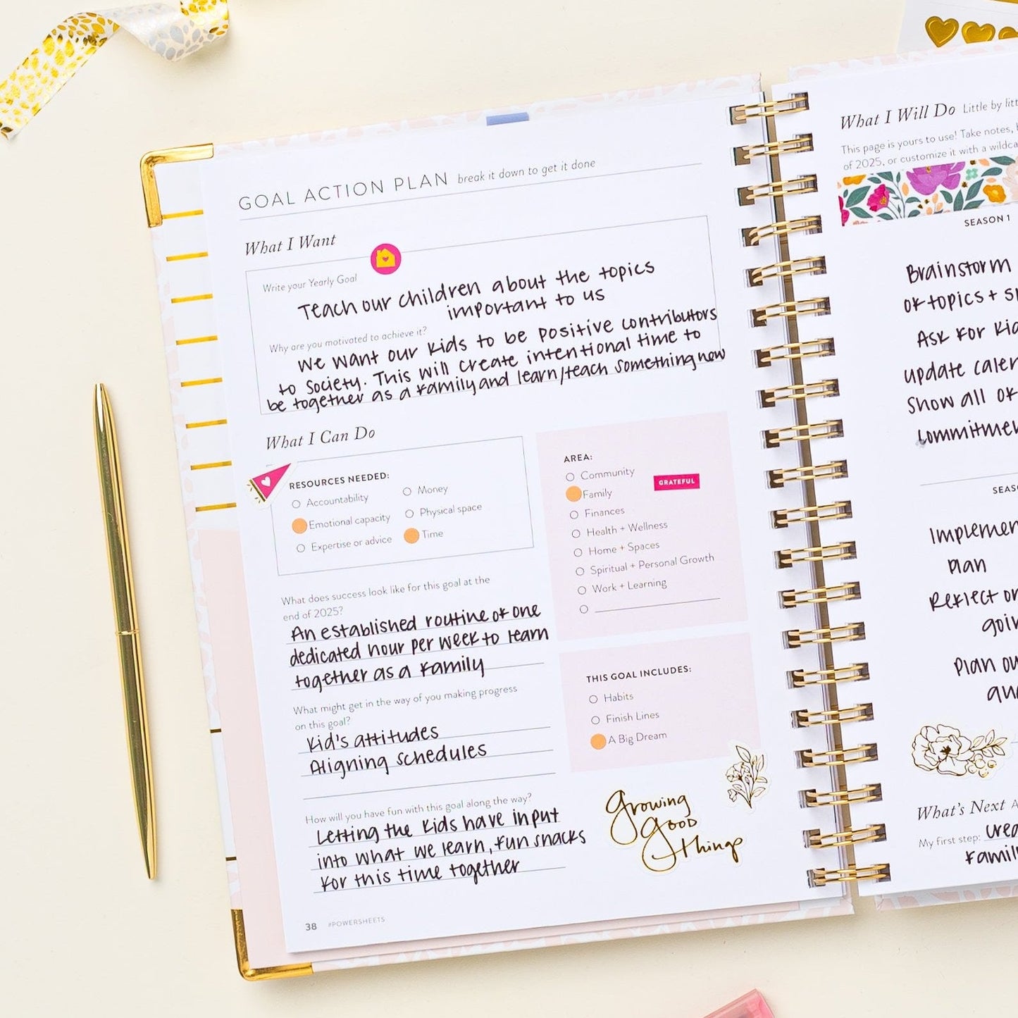 2025 One-Year PowerSheets® Goal Planner | Petal Confetti