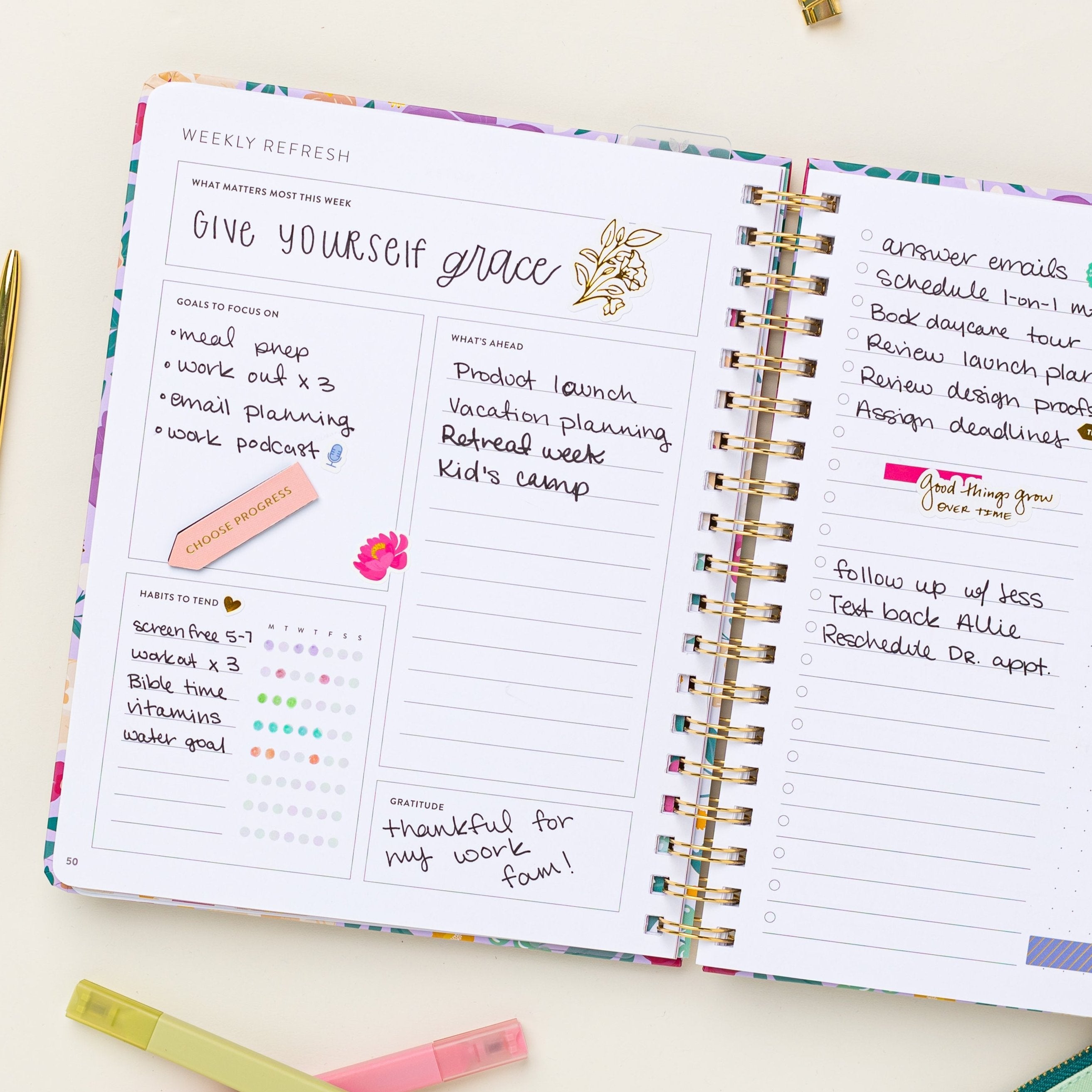 Fresh Start Weekly Goal Planner | Aloe