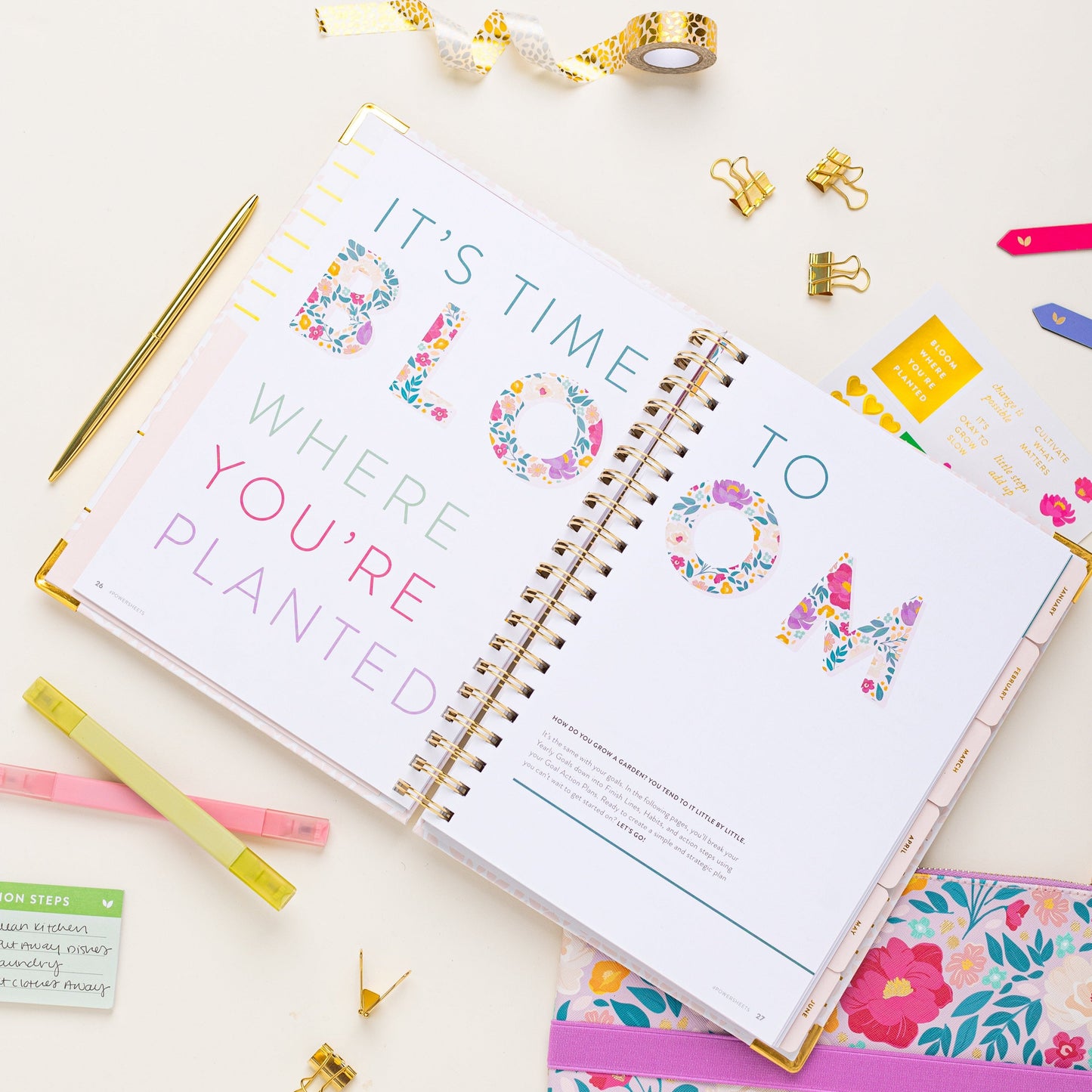 2025 One-Year PowerSheets® Goal Planner | Petal Confetti