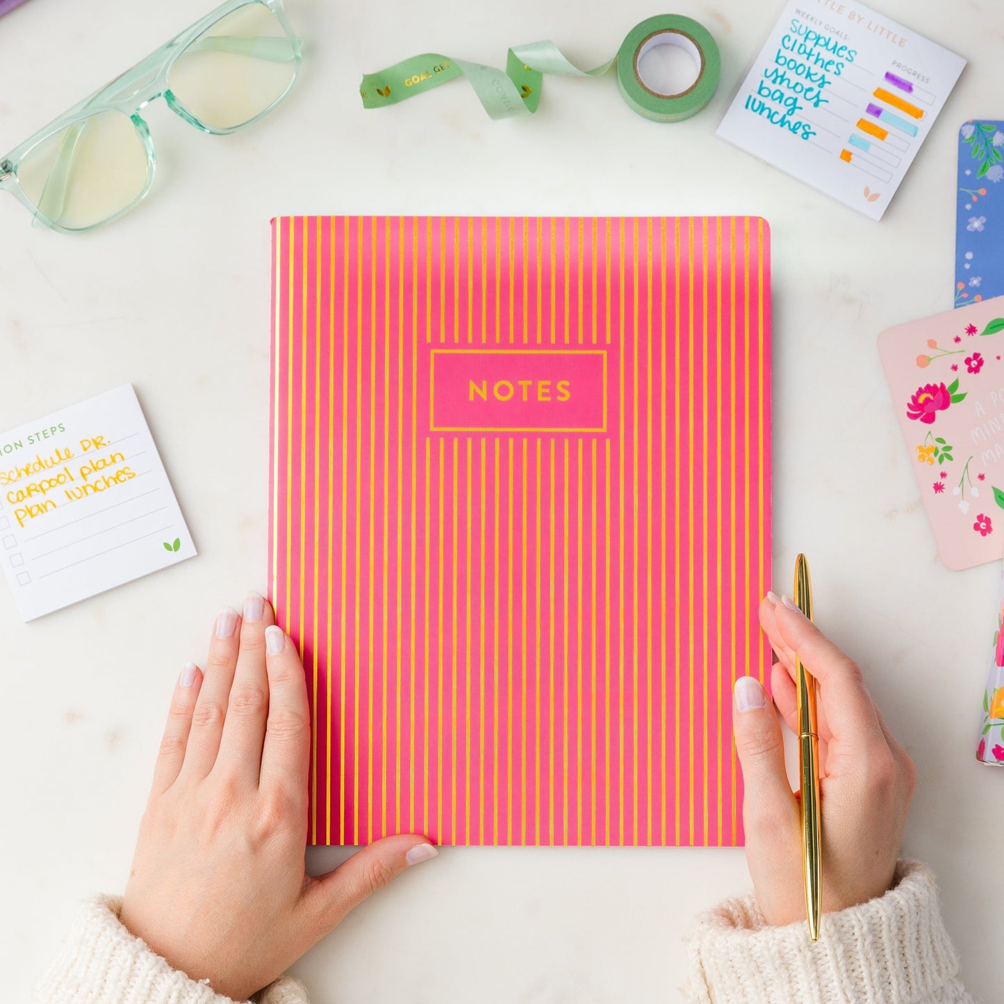 Large Everyday Dotted Notebook | Azalea Stripes