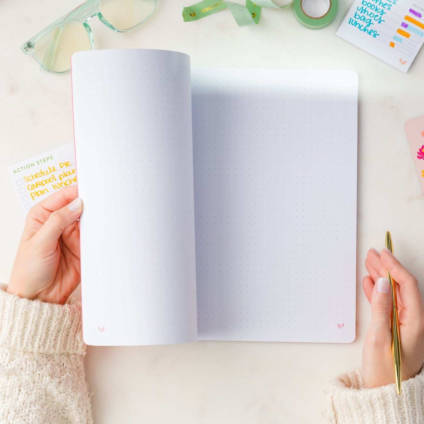 Large Everyday Dotted Notebook | Azalea Stripes