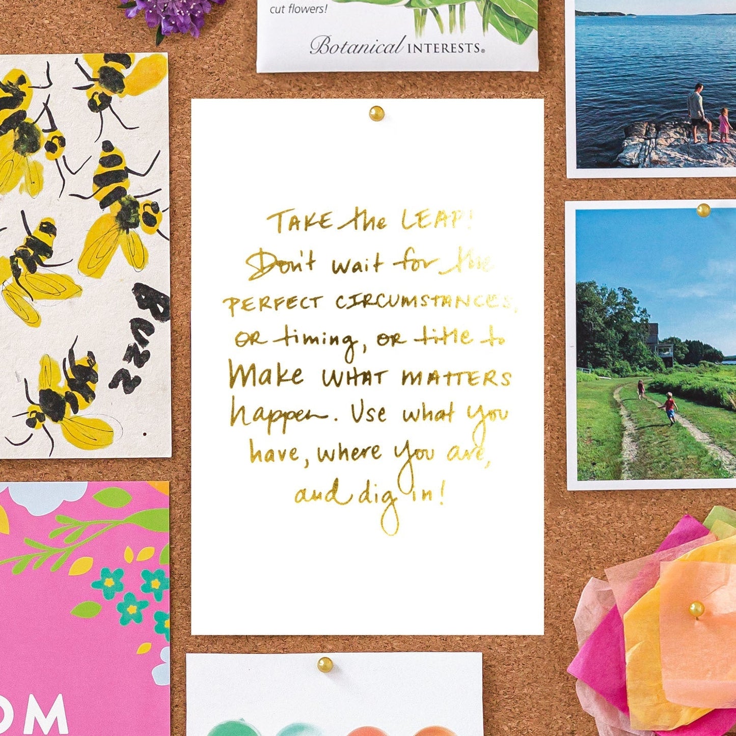 Art Print on a bulletin board with other pictures