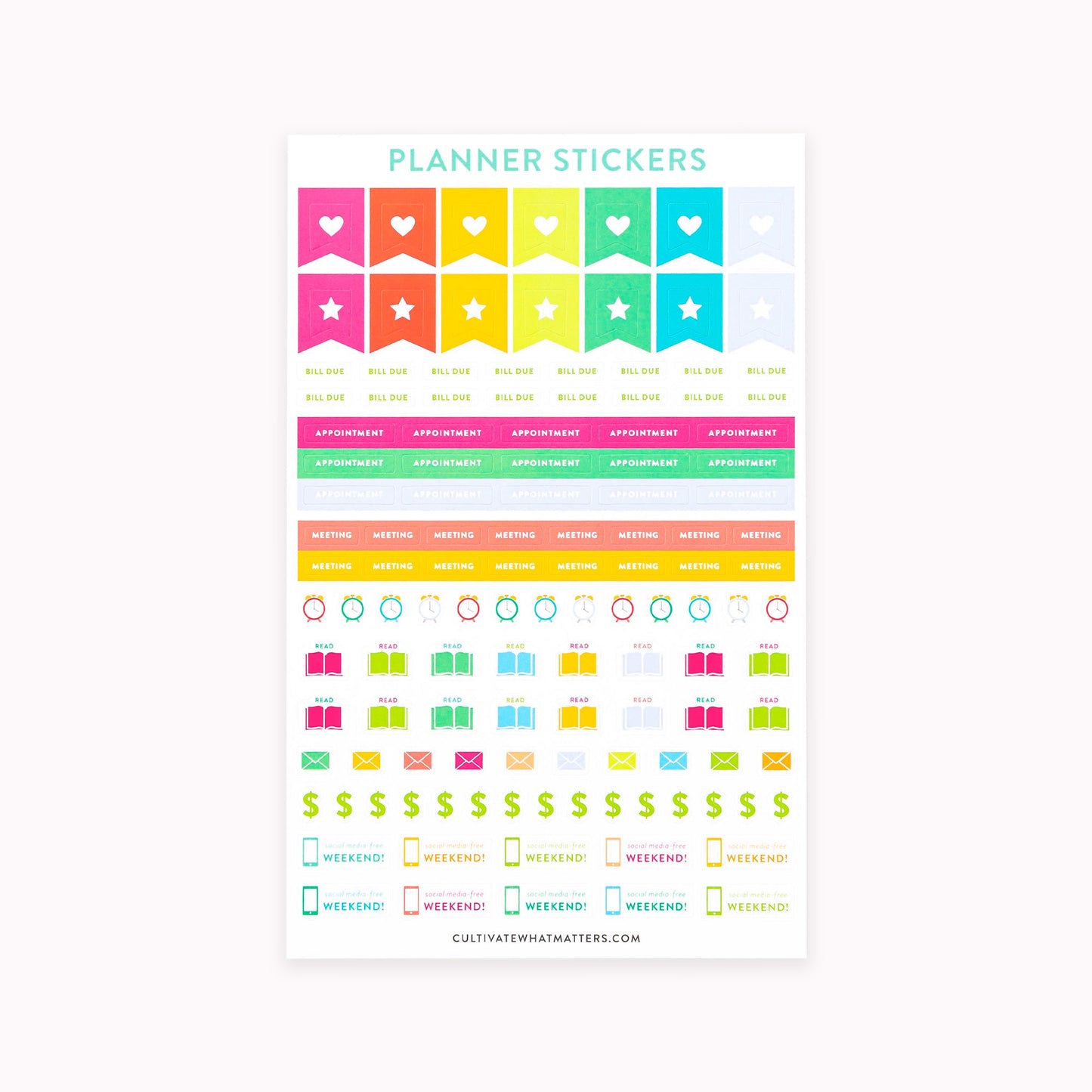 Planner Sticker Pack - Cultivate What Matters - Goal Setting