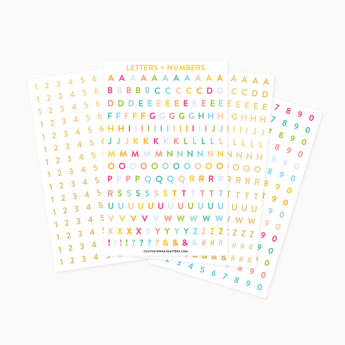 Letter and Numbers Sticker Pack - Cultivate What Matters - Personalization Stickers - Goal Setting - Planner Stickers